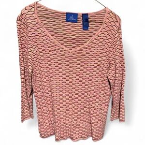 Vintage JH Collectibles Silk Blend Textured Knit Top Pink V Neck Large